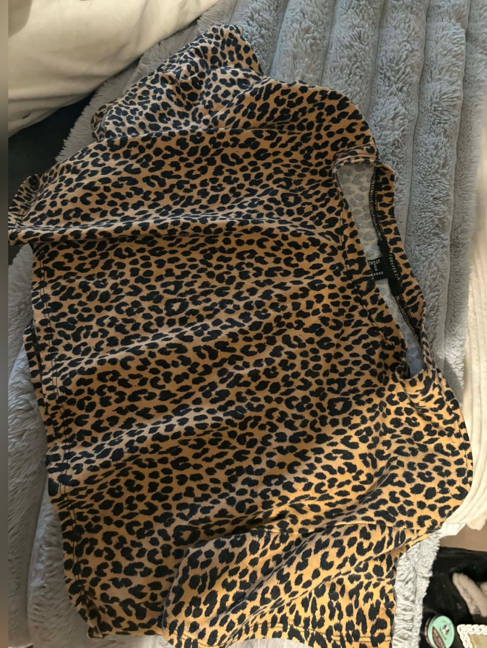 Forever 21 Leopard Print Crop Top in Tan and Black